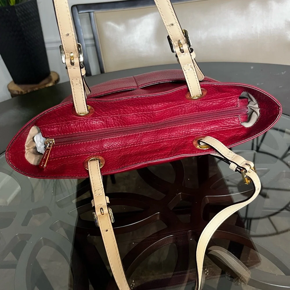 MICHAEL Michael Kors Bedford Red Pebbled Leather Pocket Tote
